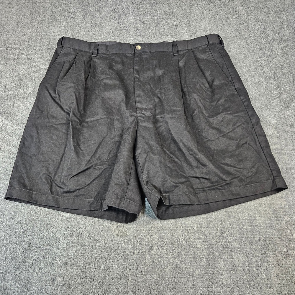Haggar Mens Black Pleated Chino Shorts 100%‎ Cotton Size 44 Casual Classic